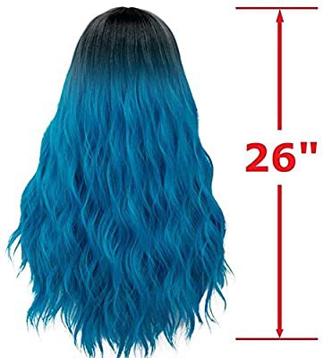 Amazon.com : Mildiso Long Blue Wigs for Women Ombre Colorful Pastel Curly Wavy Hair Wig Cute Natural Looking Perfect for Daily Party Cosplay 052B : Beauty