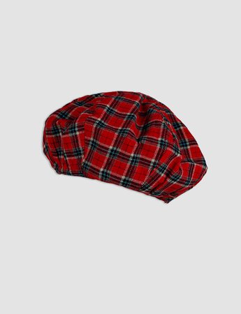 Red Plaid Print Beret Hat – Juicici