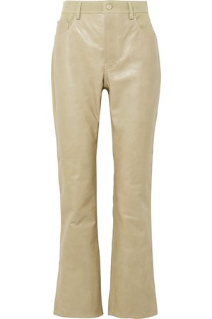 Acne Studios | Paneled leather and cotton-blend twill flared pants | NET-A-PORTER.COM