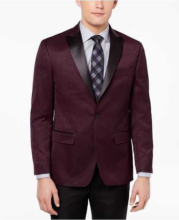 Ryan Seacrest Distinction Men's Modern-Fit Burgundy Textured Dinner Jacket, Created for Macy's - Blazers & Sport Coats - Men - Macy's
