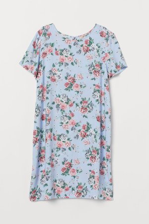 Short Dress - Light blue/roses - Ladies | H&M US