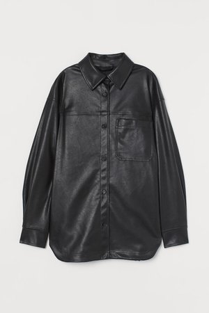 Imitation leather shirt jacket - Black - Ladies | H&M