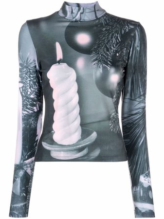 Shop Chopova Lowena all-over print stretch top with Express Delivery - FARFETCH
