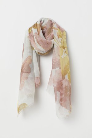 Airy Scarf - White/pink floral - Ladies | H&M US