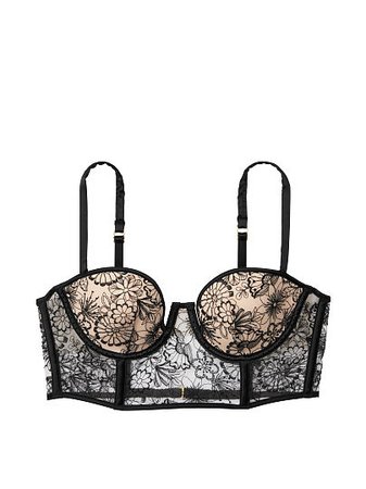 Floral Embroidered Push-up Bustier - Luxe Lingerie - vs