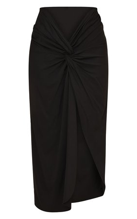 Black Woven Twist Detail Skirt | PrettyLittleThing USA