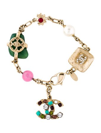 Chanel Strass, Resin & Faux Pearl Charm Bracelet - Bracelets - CHA336513 | The RealReal
