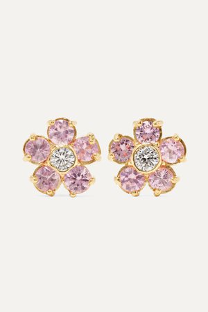 Gold Flower 18-karat gold, sapphire and diamond earrings | Jennifer Meyer | NET-A-PORTER