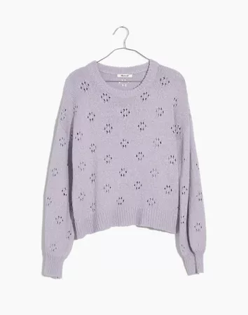 Floral Pointelle Pullover Sweater