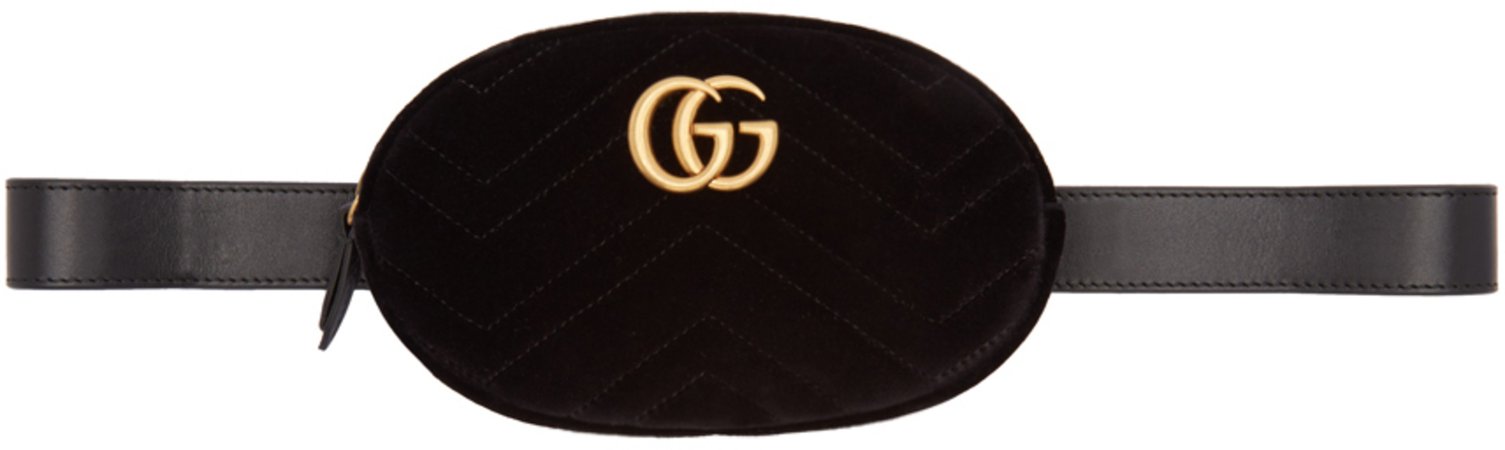 Gucci: Black Velvet GG Marmont 2.0 Belt Bag | SSENSE