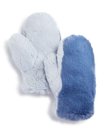 Lyst - Heurueh Masha Color-block Faux Fur Mittens in Blue