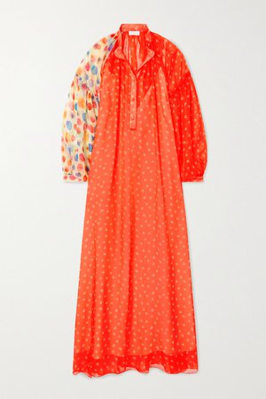 Red Belen paneled printed chiffon maxi dress | Eywasouls Malibu | NET-A-PORTER