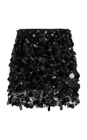 black sequin disk mini skirt