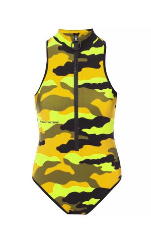 Off-White camouflage print high neck body - Yellow