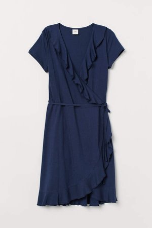 Ruffled Wrap Dress - Blue