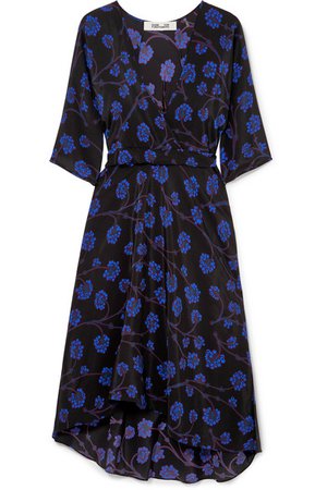 Diane von Furstenberg | Eloise asymmetric printed silk crepe de chine wrap dress | NET-A-PORTER.COM