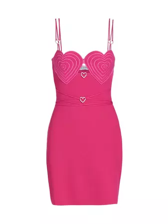 Shop MACH & MACH Heart-Accented Rib-Knit Body-Con Minidress | Saks Fifth Avenue