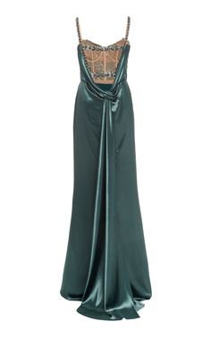 Marchesa Crystal-Embellished Velvet Gown