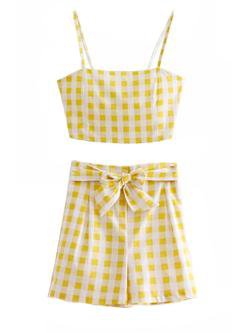 'Vana' Yellow Gingham Co-ord Two Piece Set