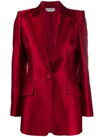 Shop red Alexander McQueen satin single-breasted blazer with Express Delivery - Farfetch