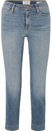 Le High Cropped Mid-rise Slim-leg Jeans - Mid denim