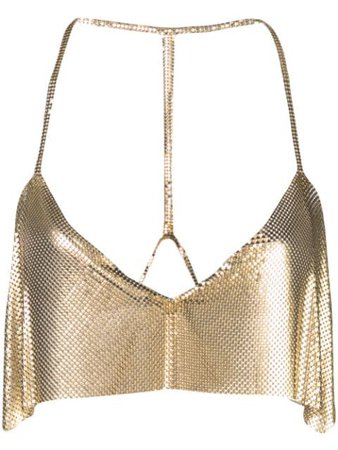 Fannie Schiavoni Cropped Chainmail Top 21916 Gold | Farfetch