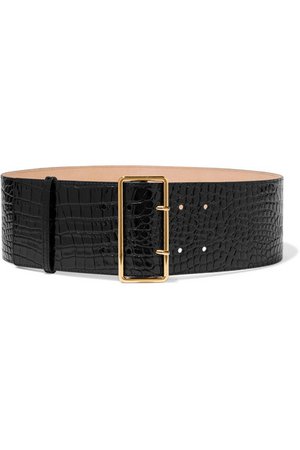 Alexander McQueen | Croc-effect patent-leather waist belt | NET-A-PORTER.COM