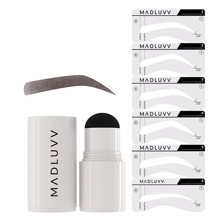 Amazon.com : MADLUVV Eyebrow Stencil Kit - Easy-to-Use, Natural Look, 6 Popular Shapes, Used by Professionals - Includes Stamp, Stencils, Spoolie, and Travel Bag (Dark Brown) : Beauty & Personal Care