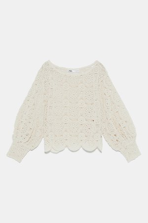 TEXTURED SWEATER WITH BALLOON SLEEVES - BEST SELLERS-WOMAN | ZARA United States white