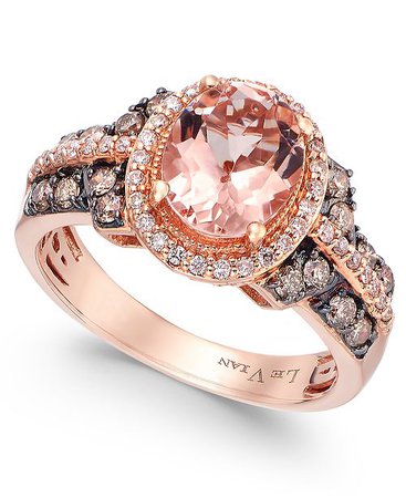 Le Vian Peach Morganite (1-3/8 ct. t.w.) and Diamond (1/2 ct. t.w.) Ring in 14k Rose Gold, Created for Macy's & Reviews - Rings - Jewelry & Watches - Macy's