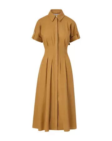 Adavi Khaki Linen Shirt Dress | Veronica Beard