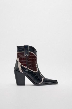 LEATHER HEELED COWBOY ANKLE BOOTS - Multi-color | ZARA United States