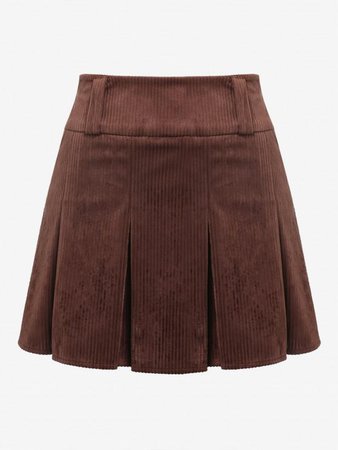 [64% OFF] 2022 ZAFUL Corduroy Preppy Mini Pleated Skirt In DEEP COFFEE | ZAFUL