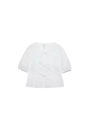 Poplin shirt with bow detail - Women's Shirts and Blouses | Stradivarius United States