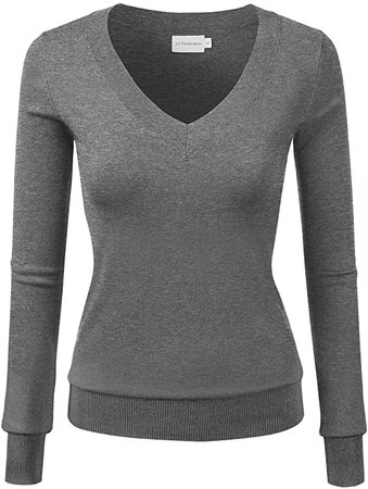 JJ Perfection Women's Simple V-Neck Pullover Soft Knit Sweater at Amazon Women’s Clothing store