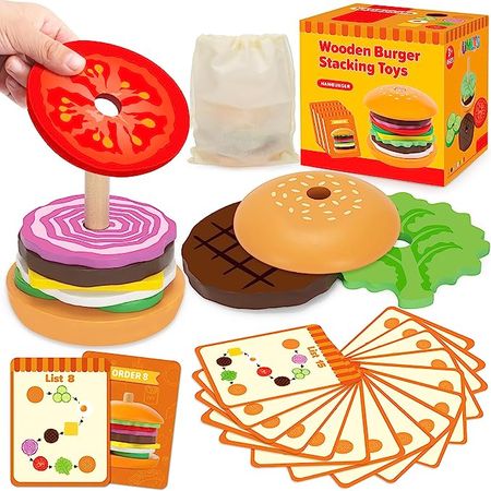 Amazon.com: Montessori Toys for 3, 4, 5, Year Old, Wooden Burger Stacking Toys, Fine Motor Toys for Kids Boys Girls 3+ Years Old, Ideal Preschool Educational and Learning Toys, Perfect Christmas Birthday Gifts : Toys & Games