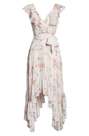 Ever New Floral Print Handkerchief Hem Maxi Dress white