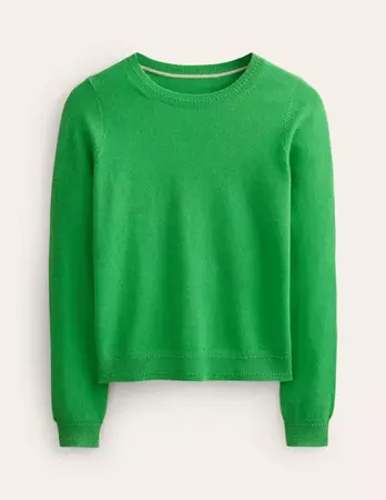 Eva Cashmere Crew Neck Sweater - Bright Green | Boden US
