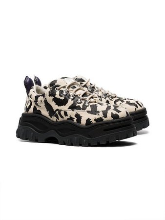 Eytys cream Angel leopard print chunky canvas sneakers