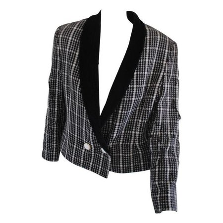 1980s Spazio Pied de Poule Black & White Wool Jacket