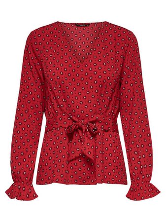 **Only Red Long Sleeve Blouse | Dorothy Perkins