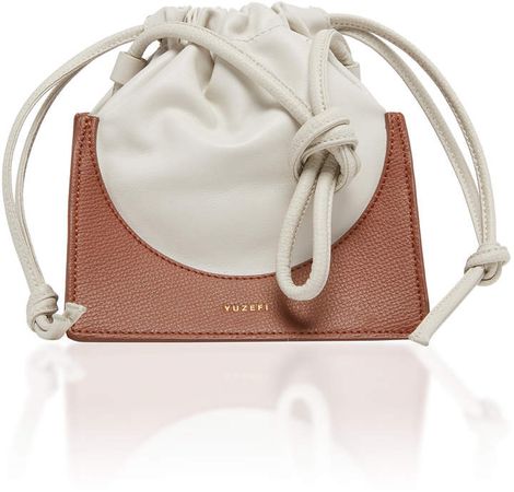 Pouchy Two-Tone Leather Bucket Bag
