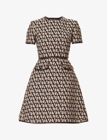VALENTINO - Monogram-pattern woven mini dress | Selfridges.com