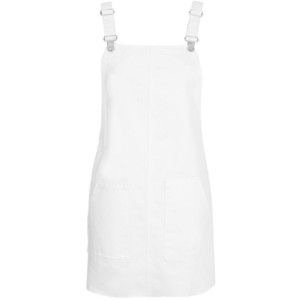 Topshop Moto White Denim Pinafore Dress