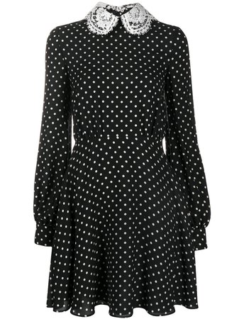 Shop black & white Valentino lace collar polka dot dress with Express Delivery - Farfetch