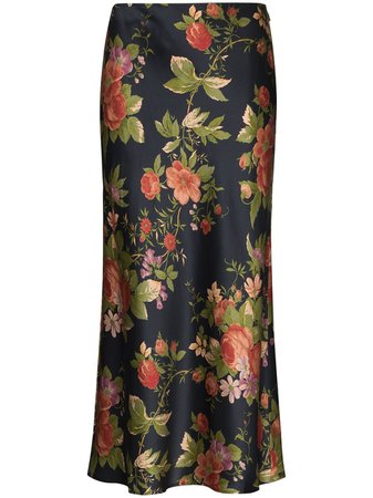 Reformation Pratt floral-print midi silk skirt