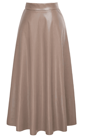 Kate Kasin Women's PU Faux Leather High Waist A-Line Long Skirt