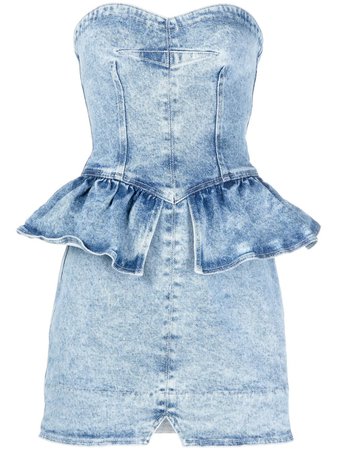 Shop blue Isabel Marant strapless denim peplum mini-dress with Afterpay - Farfetch Australia