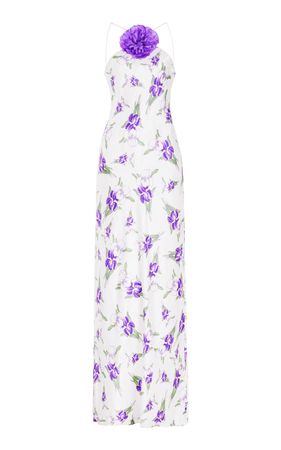 Floral-Appliquéd Halter Silk Midi Dress By Rodarte | Moda Operandi