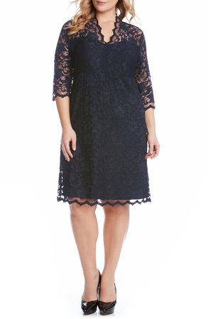 Karen Kane Scalloped Stretch Lace Dress (Plus Size) | Nordstrom